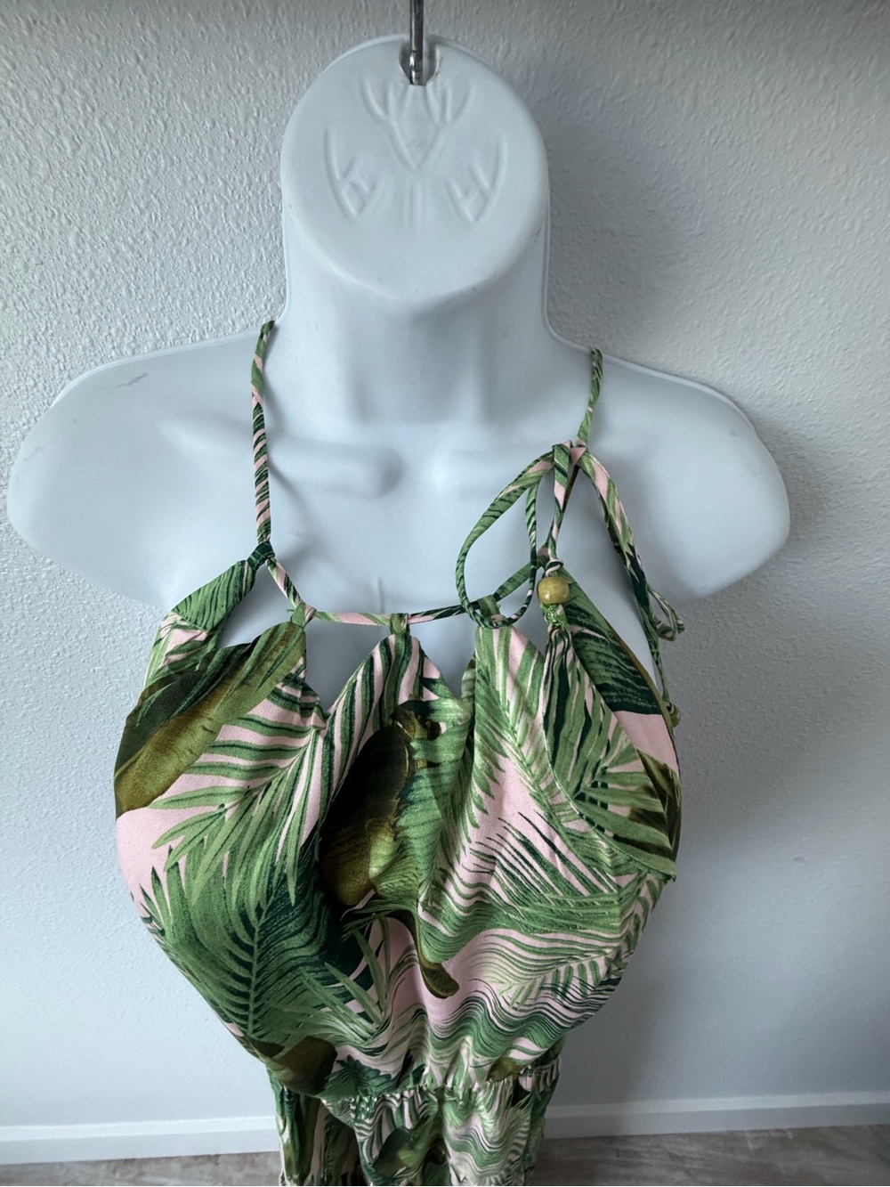 Vince Camuto Green and Pink Tropical Halter Maxi Dress - Picture 3 of 13